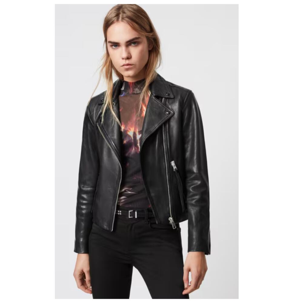 NEW AllSaints Dalby Leather Biker Jacket Size US/4